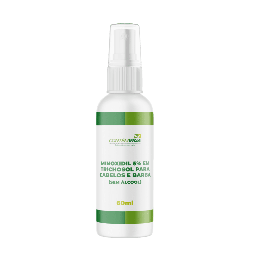 Minoxidil 5% em TrichoSol para Cabelos e Barba (Sem Álcool) | 60mL