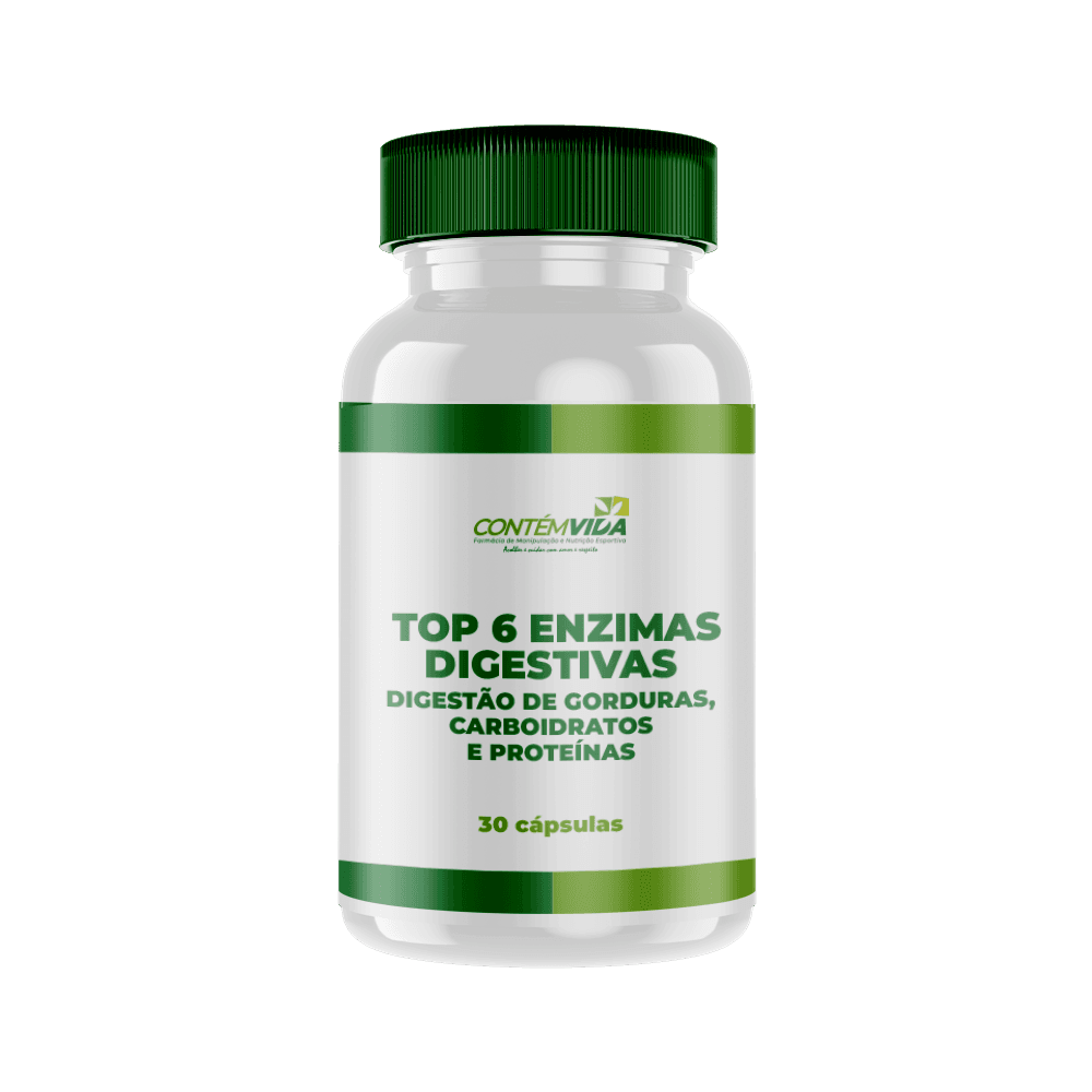 Top 6 Enzimas Digestivas | Disgestão de Gorduras, Carboidratos e Proteínas | 30 cápsulas